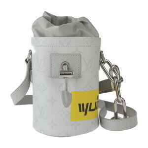 LOUIS VUITTON Chalk Bag White Monogram Shoulder of gray leather Drawstring style